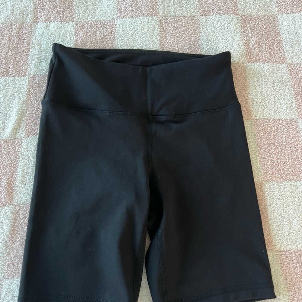 Black High-Waisted Bike Shorts with Wide Waistband